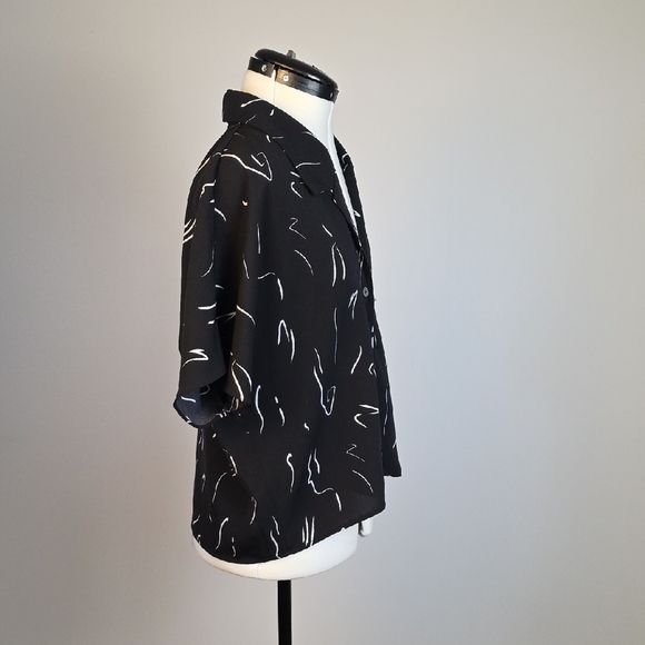 Icône par Simons Black & White Abstract Button-Up Shirt Size XL - Picture 4 of 8